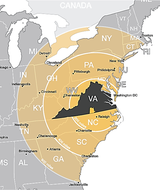 Halifax Virginia Location Map